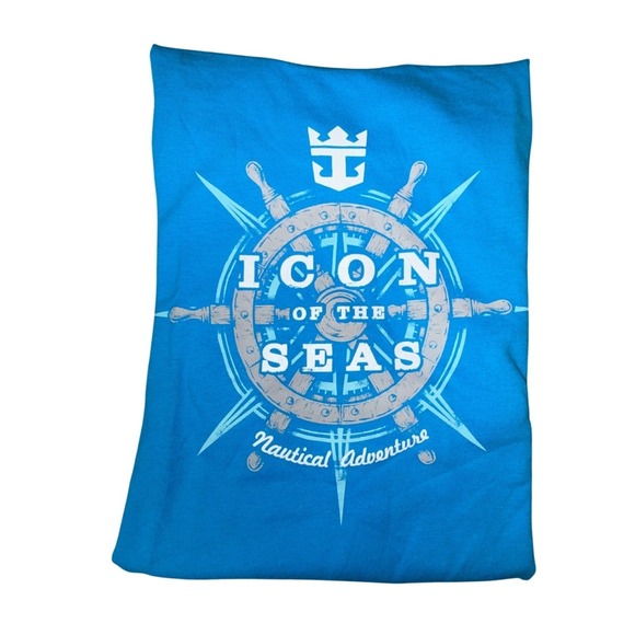 NWT Royal Caribbean Icon of the Seas Nautical Adventure T-Shirt Sapphire Blue L - Picture 1 of 3